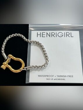 Henrigirl Gwen Mixed Metals Silver/Gold Color Horsebit Bracelet NEW